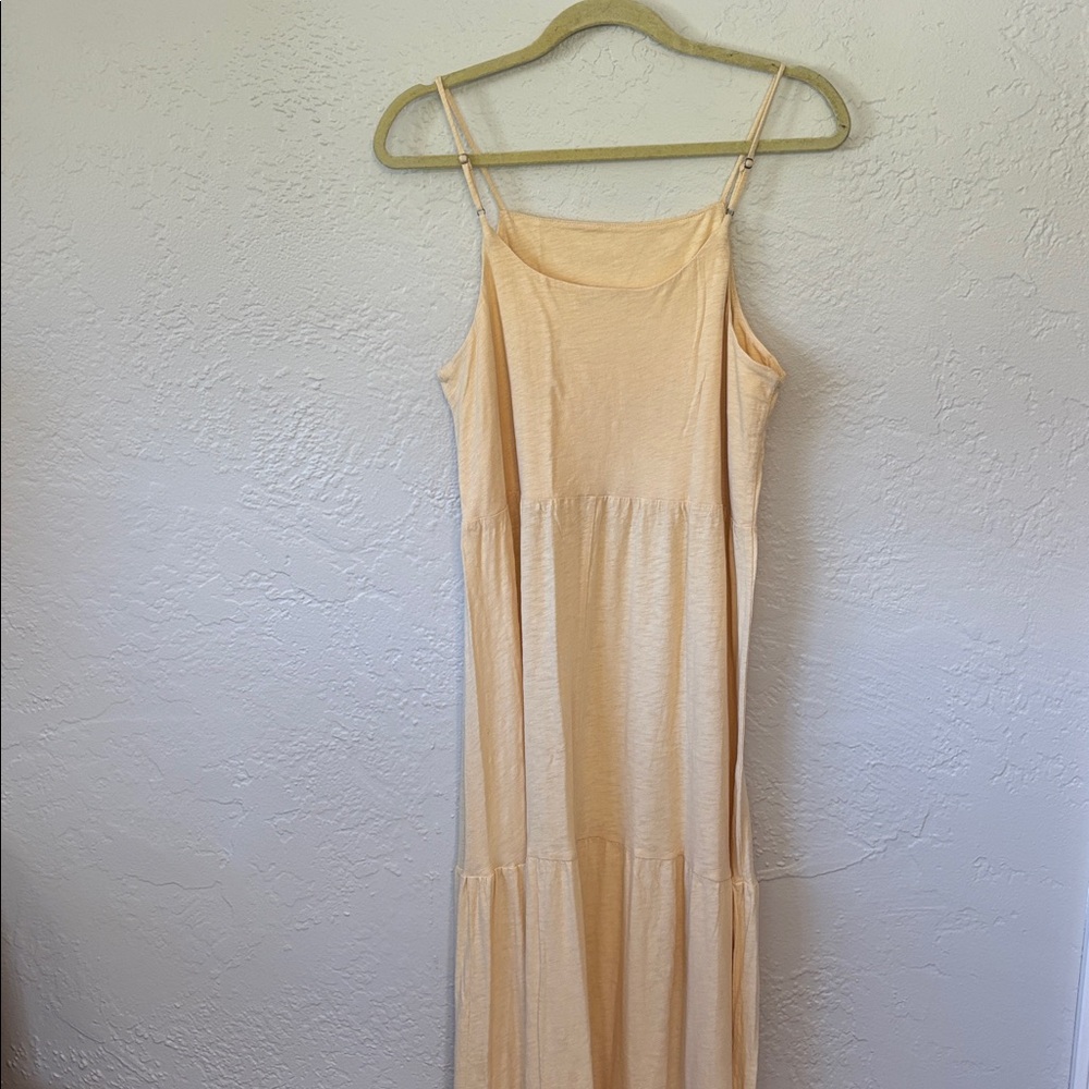 Z Supply Rory Pale Yellow Tiered Spaghetti-Strap Cotton Maxi Dress M - Picture 6 of 8